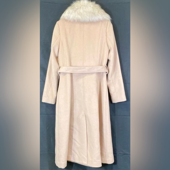 Karl Lagerfield trench style fur neck wool  coat - Picture 2 of 4